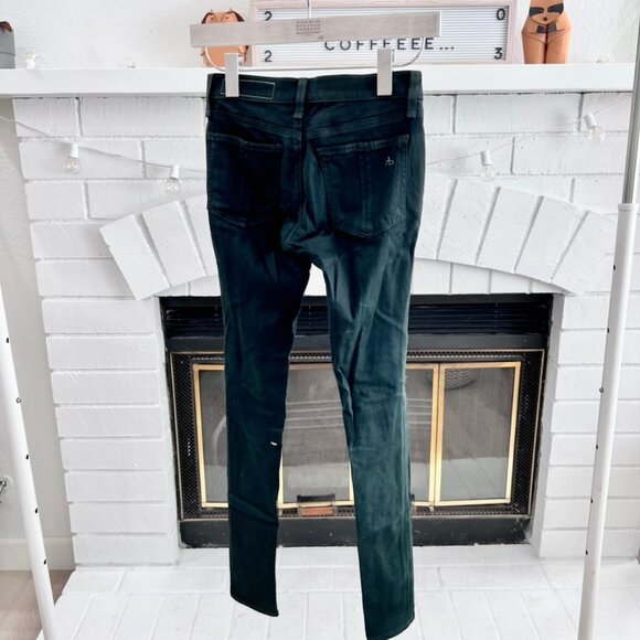 Rag & Bone Dark Green Wax Coated Cotton Jegging Denim Legging Jeans Pants - Picture 2 of 10